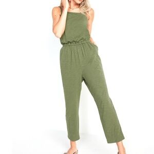 NWT Old Navy Cami Jumpsuit | Women’s Large | Stone Green Cotton Spring Break